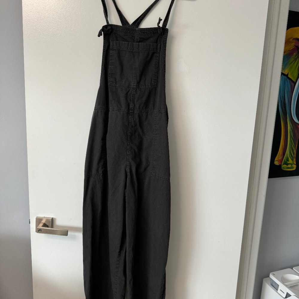 aerie Black Wide-Leg Overalls Jumpsuit
